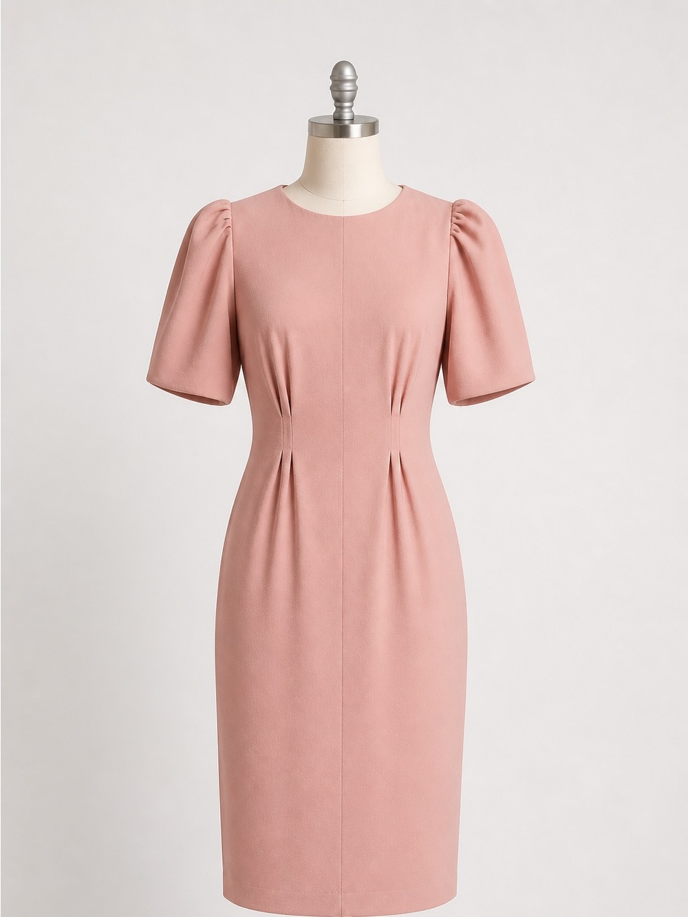 Express Pink Puff Sleeve Sheath Dress XXS Bodycon Stretch Knee Length
